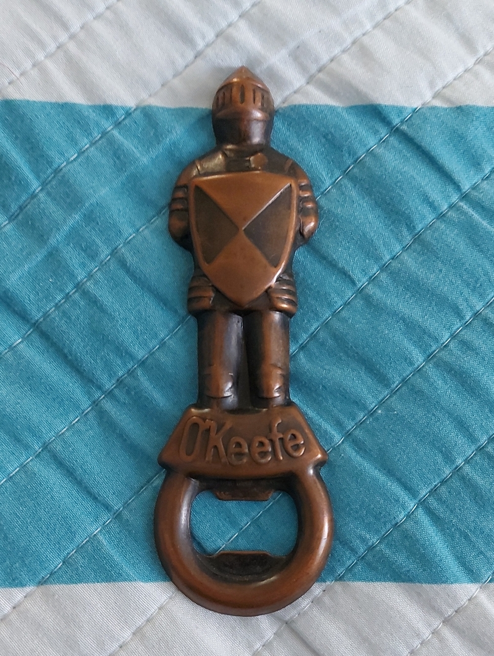 Vintage O'Keefe Bronze Knight Bottle Opener - Brown/Antique Finish